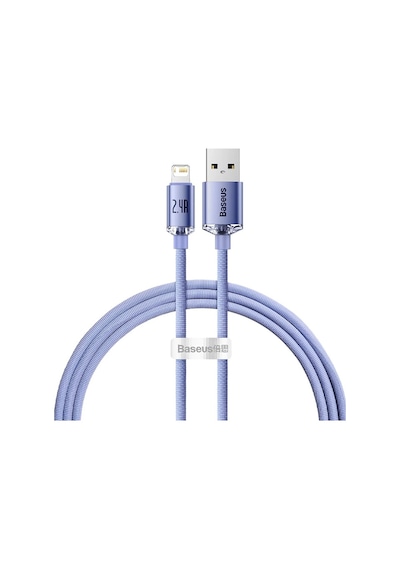 Baseus Crystal USB to Lightning Hızlı Şarj Kablosu 1.2m mor
