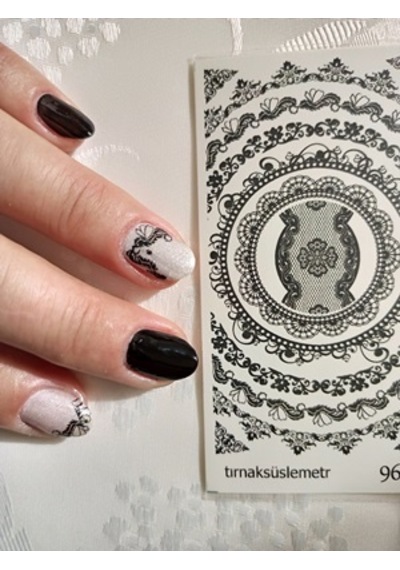 Dantelli Çiçekler Tırnak Dövme Tırnak Stıicker Tırnak Tatoo 962