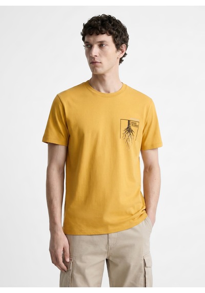 Discovery Expedition Hardal Unisex Bisiklet Yaka Baskılı T-shirt D6su-tst3101