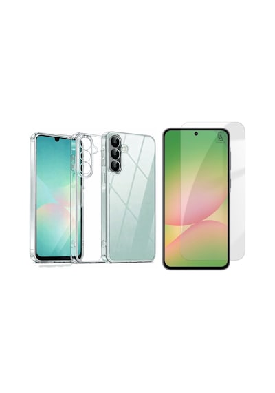 Samsung Galaxy A57 İle Uyumlu Kılıf Esnek Premium Telefon Kılıfı Ve Temperli Cam Ekran Koruyucu Şeffaf