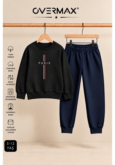 Overmax Parıs Baskılı Çocuk Kapüşonsuz Sweatshirt & Eşofman Takımı 3-12 Yaş Siyah Üst- Lacivert Alt - 921355017 Siyah Üst- Lacivert Alt Overmax Parıs Baskılı Çocuk Kapüşonsuz Sweatshirt & Eşofman Takımı 3-12 Yaş Siyah Üst- Lacivert Alt - 921355017 Siyah Üst- Lacivert Alt