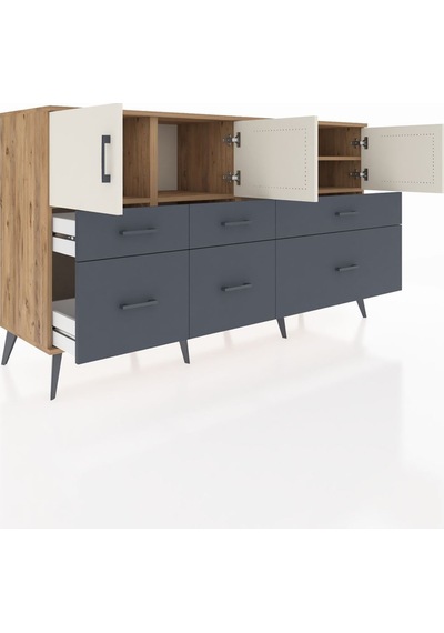 Kronos Konsol 4 Raflı 6 Çekmeceli 4 Kapaklı 176x59x99 Çam-aytaşı/ Çam-aytaşı/antrasit Kronos Konsol 4 Raflı 6 Çekmeceli 4 Kapaklı 176x59x99 Çam-aytaşı/ Çam-aytaşı/antrasit