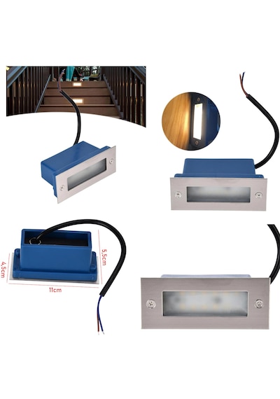 Ledli Merdiven Basamak Armatürü Metal Kasa Mavi Işık