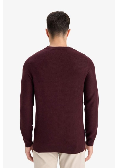 Defacto Standart Fit Bisiklet Yaka Basic Dokulu Triko Kazak F1777ax25aubr464 Bordo