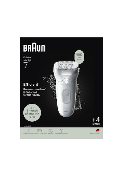 Braun Silk Épil 7 Epilatör, Islak Ve Kuru, Kalıcı Pürüzsüz Cilt, 7-041
