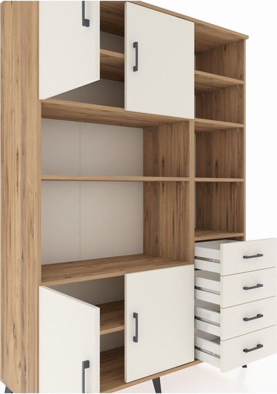 Hyperion Dolap 9 Raflı 4 Çekmeceli 4 Kapaklı 132x44x195 Çam-a... Çam Hyperion Dolap 9 Raflı 4 Çekmeceli 4 Kapaklı 132x44x195 Çam-a... Çam