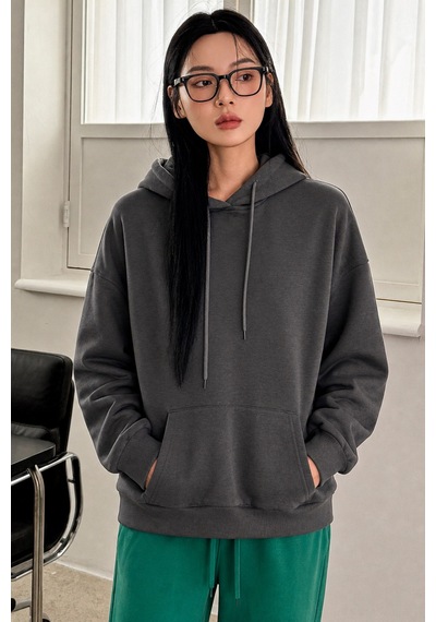 Cool Tarz Kadın Oversize Hoodie Sweatshirt Kapüşonlu Kanguru Cepli Antrasit Antrasit
