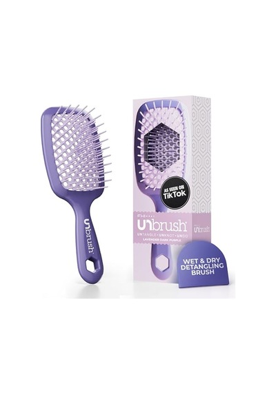 Unbrush Islak Ve Kuru Havalandırmalı Dolaşık Açıcı Saç Fırçası, Lavanta Koyu Mor