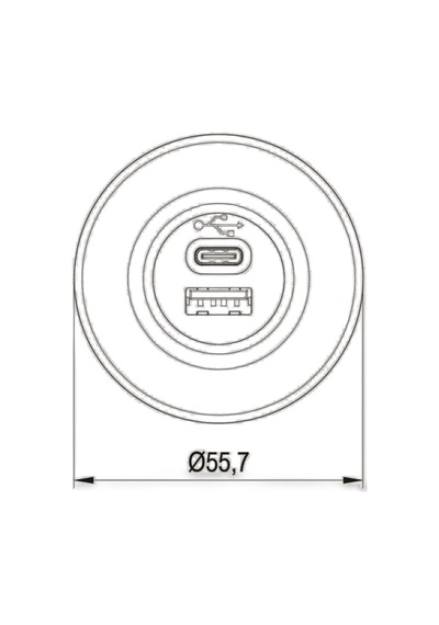 Suc2ac-b 12v/24v 2a Gömme Tip Usb Şarj Cihazı Mavi Led, Type-a Ve Type-c Çıkışlı