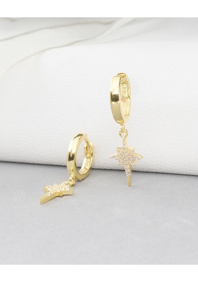Brezza Lusso Jewelry 18k Serie Oro North Star Sallantılı Kadın Gümüş Küpe