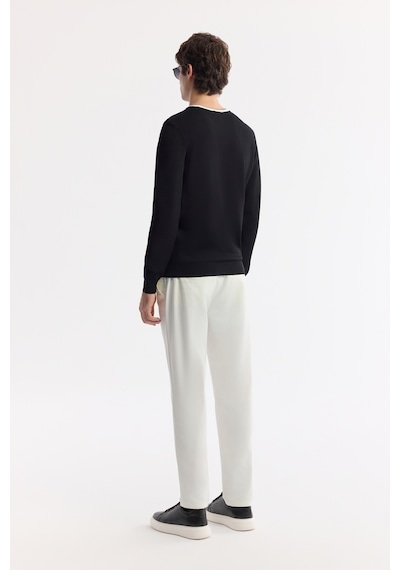 Avva Erkek Siyah Bisiklet Yaka Dokulu Rayon Tüylenmeyen Regular Fit Triko Kazak A51y5156