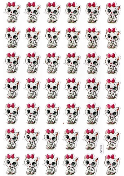 Sticker Kabartmalı A4 Boyutunda Stiker Defter, Planlayıcı Etiket- Lim505 - Fiyonklu Sevimli Kedi