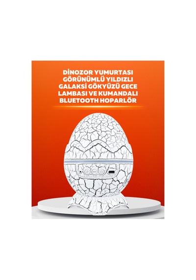 Dinozor Yumurtası Tasarımlı Projektörlü Gece Lambası Altın