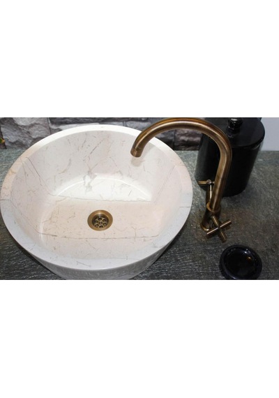 Bej Silindir Mermer Lavabo