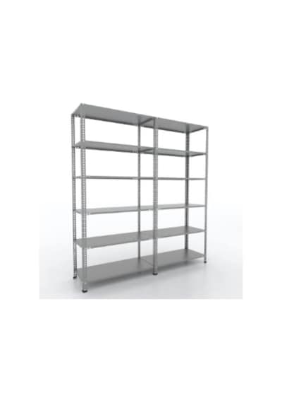6 Katlı Duble 2'li 27x57x200 Galvaniz Çelik Raf Arşiv Depo Kiler Rafı Gri