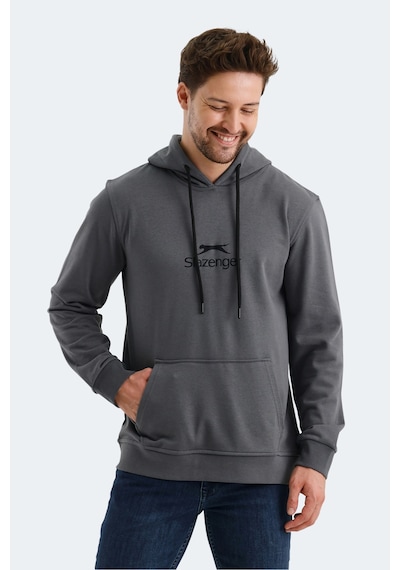 Slazenger Onca Erkek Kanguru Cepli Kapüşonlu Koyu Gri Sweatshirt Koyu Gri