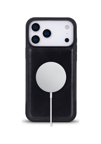 Bloomcase Mono Obsidian Black Apple iPhone Uyumlu 17 Pro Max / 18 Pro Max 6.9" Hakiki Deri Magsafe Kılıf Siyah