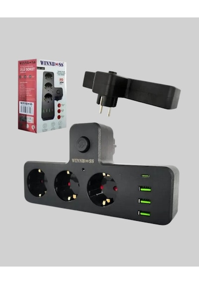 Hnrlıshp 7 Portlu Çoklu Priz Usb Ve Type-c Girişli Akıllı Güç Ünitesi