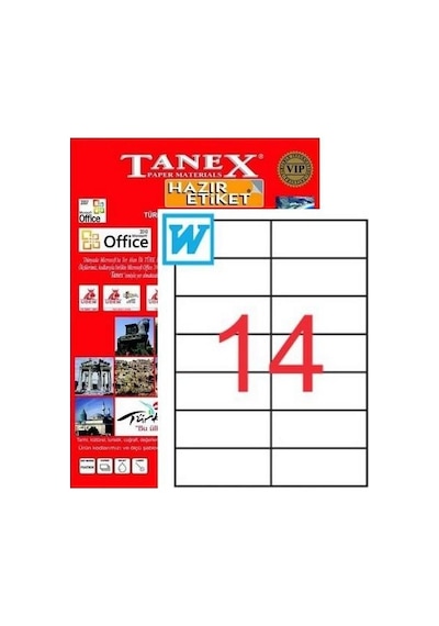 Tanex Premium 105X42.69 Mm. A4 Lazer Etiket 100 Lü Tw-2712