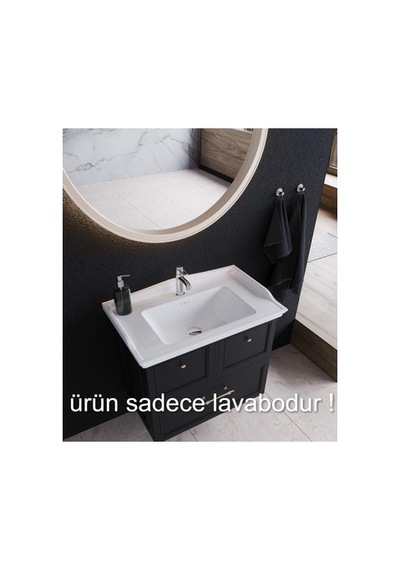 Etajerli Turkuaz Seramik Lavabo 65x48 Cm Modern Kullanım 508 Yeşil
