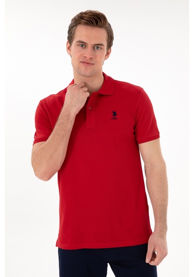 U.S. Polo Assn. Erkek Slim Fit Polo Yaka Kırmızı Basic Tişört 50298041-VR171