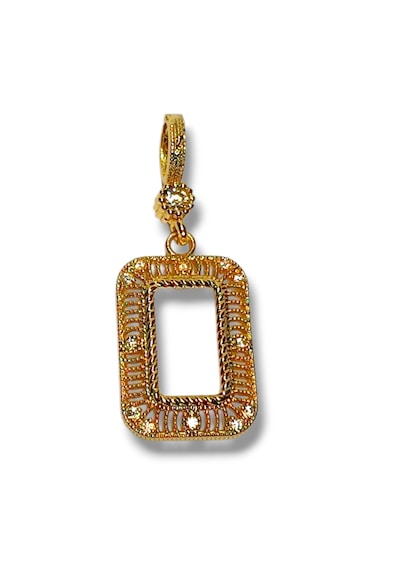 22 Ayar Altın Kaplama Zirkon Taşlı Gram Kasa Kolye Ucu 2.5 Cm Gold