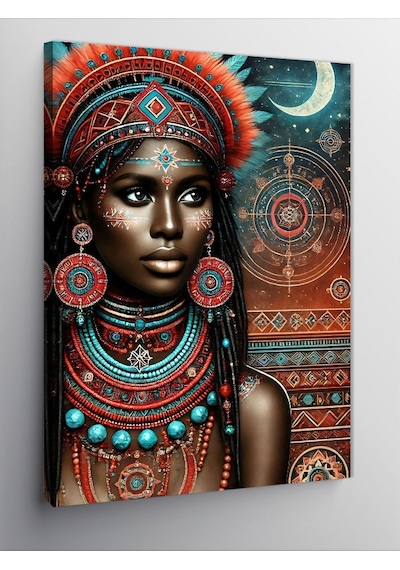 Kanvas Tablo Afrikalı Kadın Çizimi 100cmx140cm