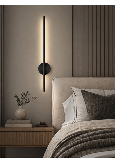 Flame Sarjlı Led Aplik 8w 3200k Gün Işığı 75cm Duvar Tipi /tablo Dekoratif Işık Siyah