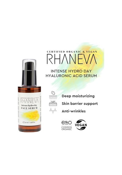 Intense Hydro Day Hyaluronik Asit Yüz Serumu, Organik Ve Vegan Sertifikalı, 50 Ml
