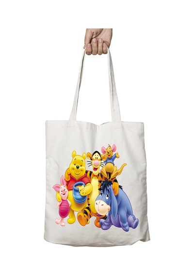 Art Hediye Winnie The Pooh İki Taraf Kalıcı Yıkanabilir Okul Plaj Omuz Bez Çanta Çok Renkli