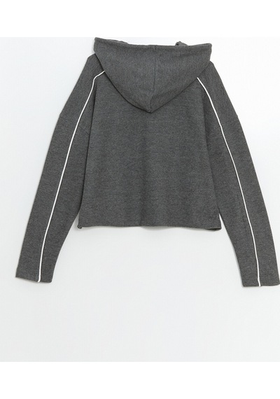 Lcw Modest Gri Kapüşonlu Oversize Kadın Sweatshirt Tunik