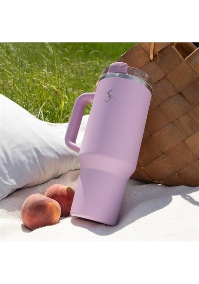 Lurch - Big Cup 1.2 L Lila, Paslanmaz Çelik Termos - Uzatılabilir Pipetli, Çift Cidarlı, Sızdırmaz - 270973 Beyaz