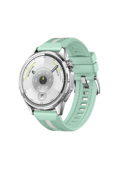 Huawei Watch Gt6 46mm İle Uyumlu Sportstripe Örgü Desen Metal Tokalı Silikon Akıllı Saat Kordonu