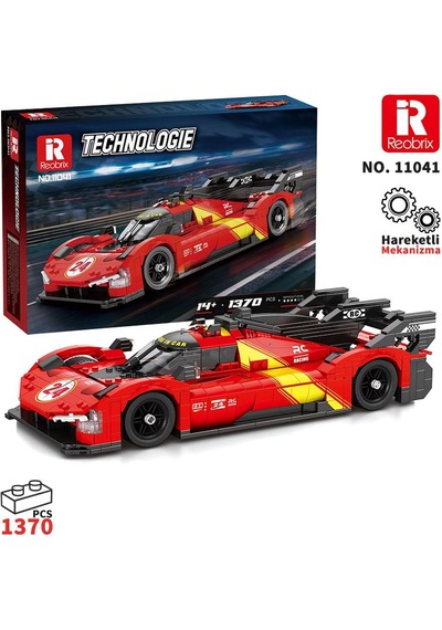 Reobrix Technic 11041 1/12 Ferrari 499p Araba Yaratıcı Yapı Blok Seti Building Blocks - 1370 Parça