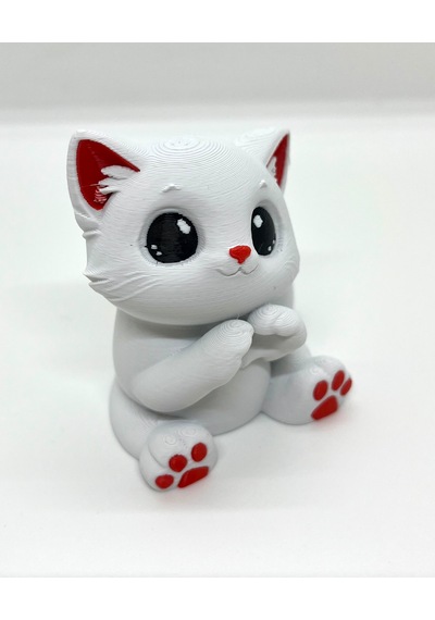 Sevimli Beyaz Kedi 3d Figürü