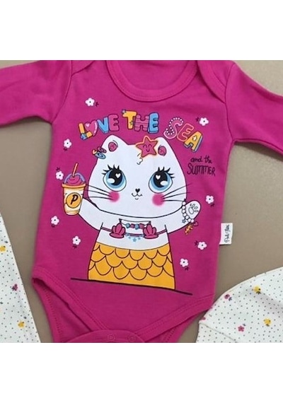 Mnk Baby & Kids Kukuleta Şapkalı Badili 3lü Bebek Takımı Mnk0370 Fuşya