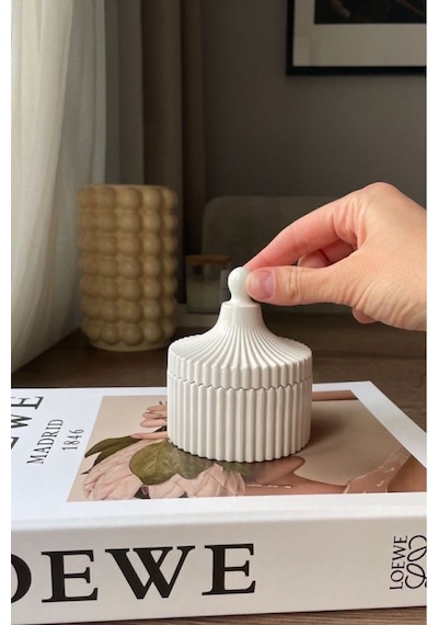 Bernami Mumluk Şamdanpinterest Dekoratif Kapaklı Takı Kutusu Beyaz Diğer