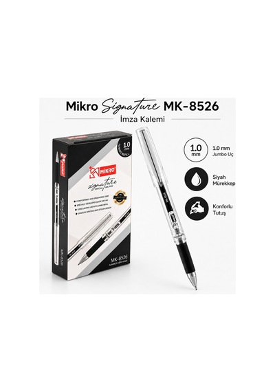 Signature Mk-8526 1.0 Mm Siyah İmza Kalemi 12'li Paket