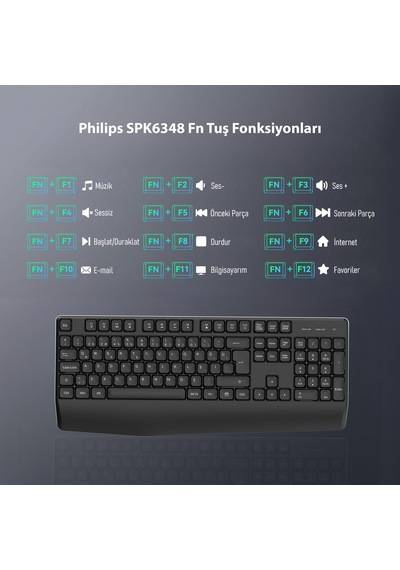 Philips Spk6348 Kablosuz Türkçe Q Klavye Siyah