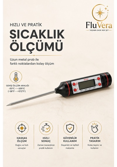 Tp101 Dijital Mutfak Termometresi -50 C +300 C Hassas Sıcaklık Ölçer, Lcd Ekran