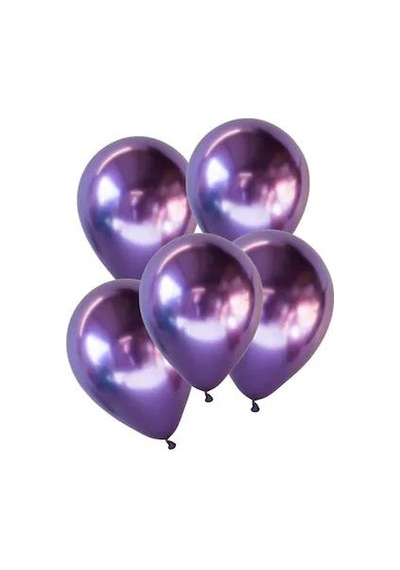 5 Ad Mor Renkli Parlak Krom Metalik Aynalı Balon