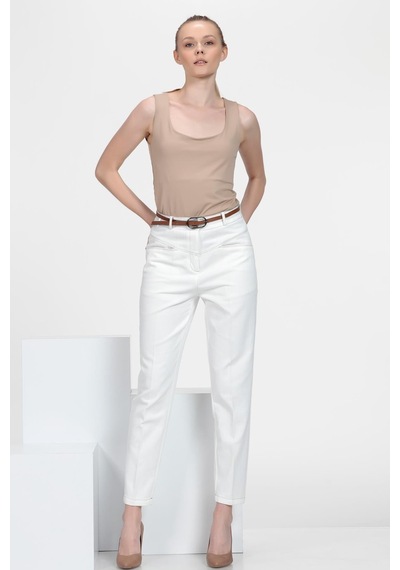 Cigarette Fit Pantolon Beyaz