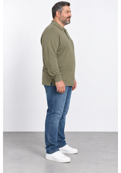 Bihan Store Erkek Battal Boy Petekli Uzun Kol Sweat 26k-116-haki