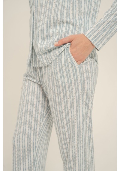 Arnetta Kadın Yeşil Çizgili Gömlek Pijama Takımı Ar3780-s-v1 Ar3780-s-v1