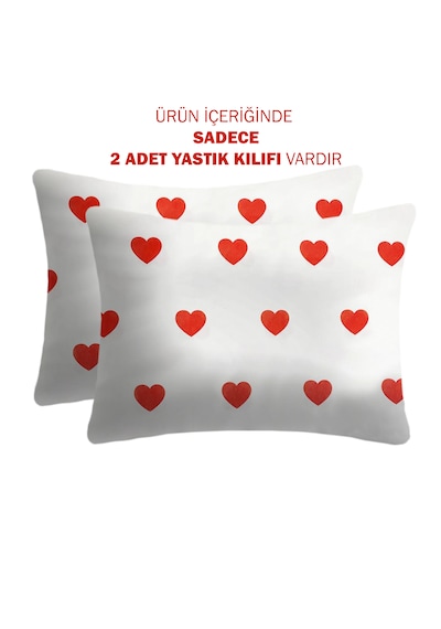 Ranforce Kumaşından Aparalı Yastık Kılıfı 50x70 2 Adet Kırmızı