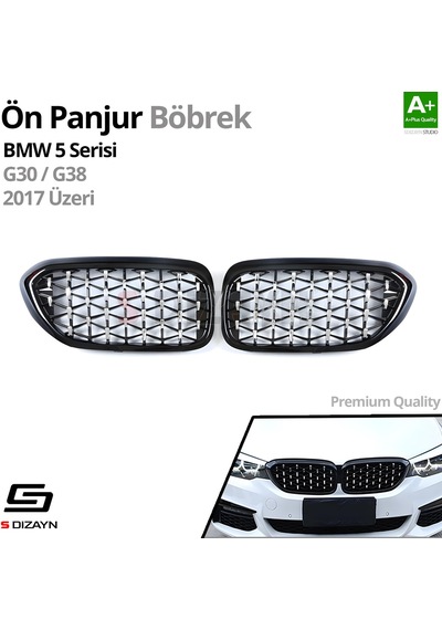 S-dizayn Bmw 5 Serisi G30/g38 Ön Panjur Böbrek Parlak Siyah Çerçeveli Krom Diamond Model 2017 Üzeri