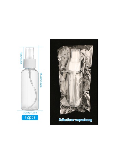 Chmejia 12 Adet Sprey Şişesi, Küçük, 50 Ml, Boş Sprey Şişesi, Doldurmak İçin, Parfüm Spreyi, Şeffaf Plastik, Sıvı Kozmetik, Su, Alkol İçin