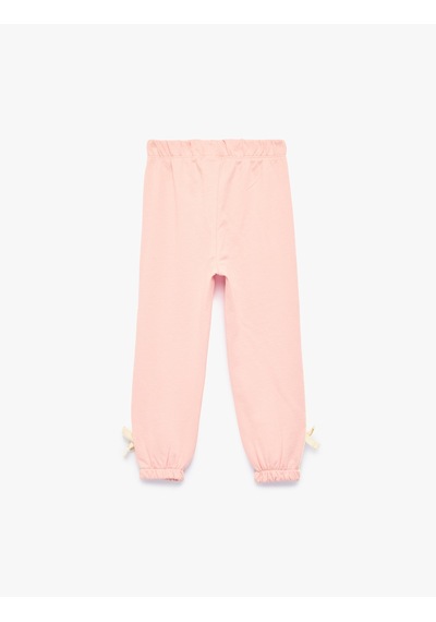 Koton Fiyonklu Beli Lastikli Pamuklu Şardonlu Jogger Eşofman Altı Pembe 7wmg40016ak Gül
