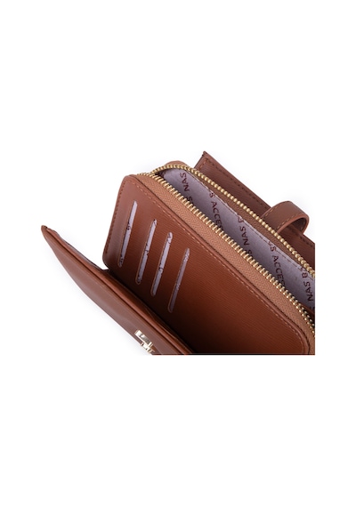 Nas Bag Kadın Orta Boy Kartlık Kağıt Para Ve Bozuk Para Tasarımına Sahip Taba Dona 16x9 Cm Taba
