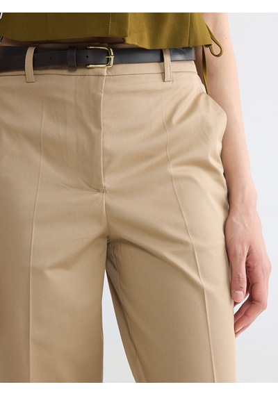 Lcwaıkıkı Classic Bej Beli Kemerli Gabardin Kadın Pantolon